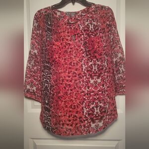 ST. studio Red and Black Patterned Blouse